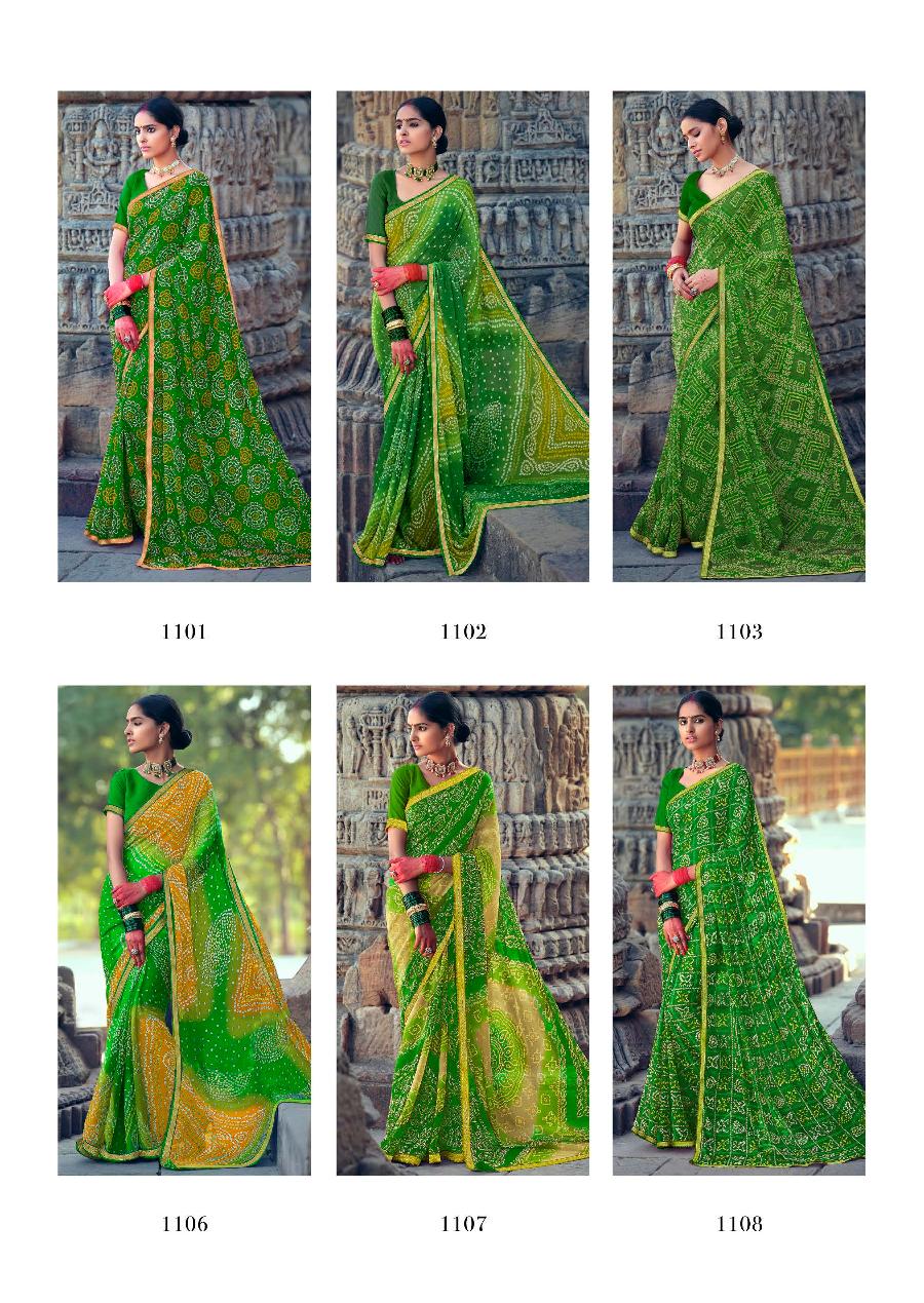 Kashvi Sawan Green Casual Wear Printed Designer Chiffon Saree Collection
